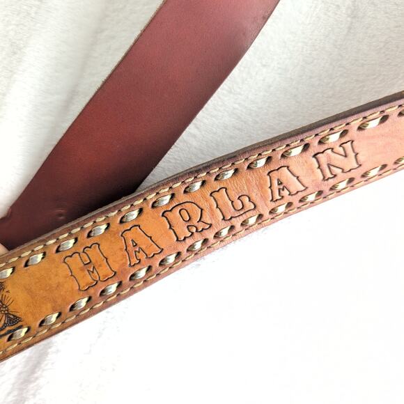 Vintage Lot of (4) Leather Western Belts Cowboy Rockabilly - Picture 6 of 11